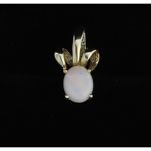 Pendant Only 10k Yellow Gold Natural Opal Pendant 3/4" x 5/8" - Picture 1 of 7